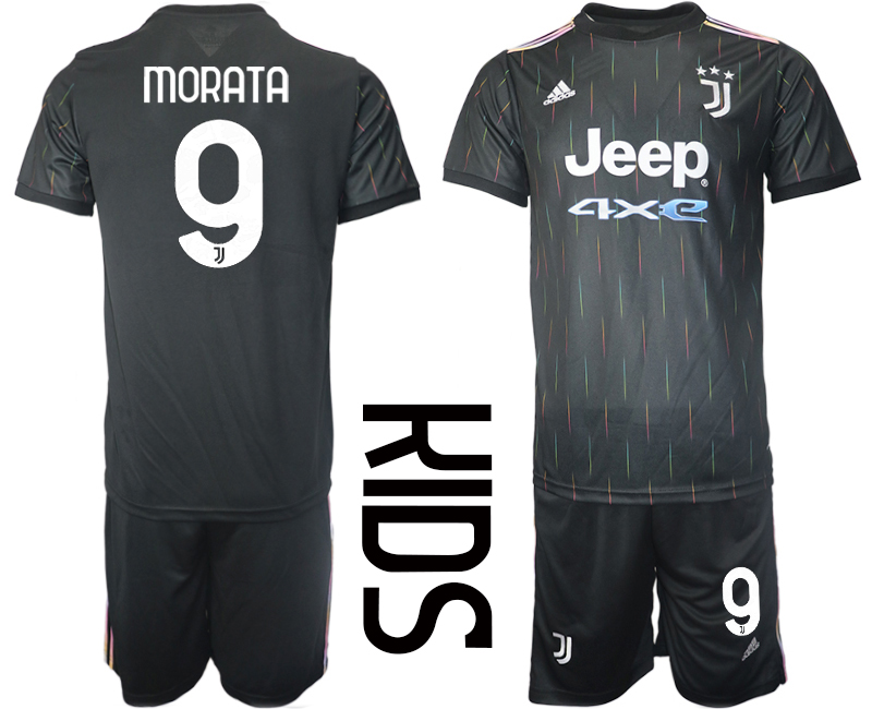 Youth 2021-2022 Club Juventus away black #9 Soccer Jersey->customized soccer jersey->Custom Jersey